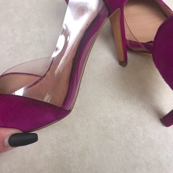 Leith Parker Clear d’Orsay suede fuchsia pump size 7 - Picture 5 of 8
